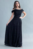 Evening dress with off-shoulder design, black