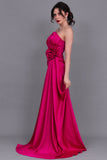 Evening dress with split design, fuchsia color