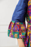 Girls' two-piece embroidered galabiya with an indigo belt 