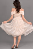 Chiffon short dress with crystal beads, sugar color