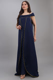 Two-piece Gulf jalabiya with a modern design, navy blue colour