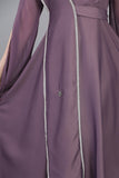 Satin cape dress with shawl shoulder design, mauve color