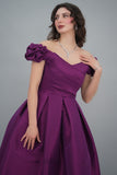 Taffeta midi dress, mauve color