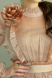 Burgundy color ruffle collar dress