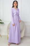 Lavender crystal embroidered satin maxi dress