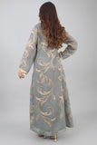 Gray Moroccan robe embroidered with shiny gold 