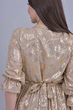 Jalabiya dress design embroidered with golden beige sequins