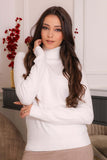 Winter blouse with high collar and long sleeves, white 
