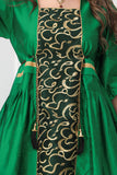 Oriental galabiya embroidered with puff sleeves, green 