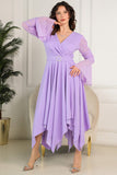 Lavender ruffle sleeve dress