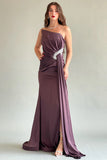 Purple crystal-embellished silk satin dress