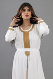 Moroccan style jalabiya, embroidered with cotton, white