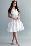 Short dress with a closed layer, white