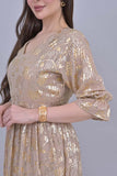 Jalabiya dress design embroidered with golden beige sequins