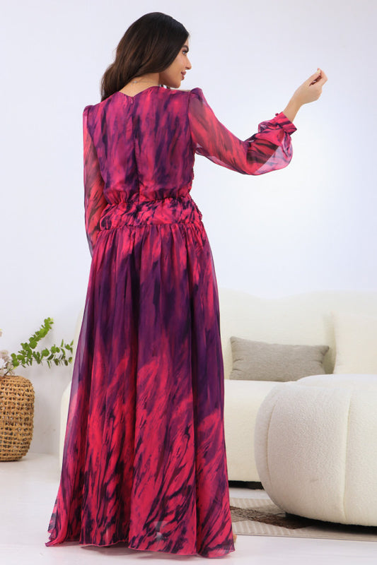 Fuchsia ruffled maxi dress