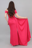 Satin evening dress, fuchsia color 