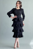 Black maxi dress with tiered ruffles