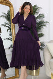 Solid color dress with ruffled layers, purple 