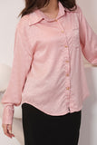 Pink satin draped shirt