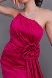 Evening dress with split design, fuchsia color