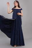 Two-piece Gulf jalabiya with a modern design, navy blue colour