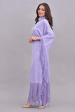 Batwing design dress with frill edges in mauve color