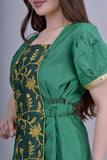 Shantoon robe with oriental design, embroidered with gold, green colour 