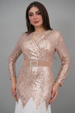 Two-tone sugar sequin evening dress, gold