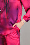 Two-piece set of pants and blouse, fuchsia color