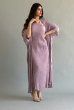 An elegant two-piece jalabiya with modern details, mauve color