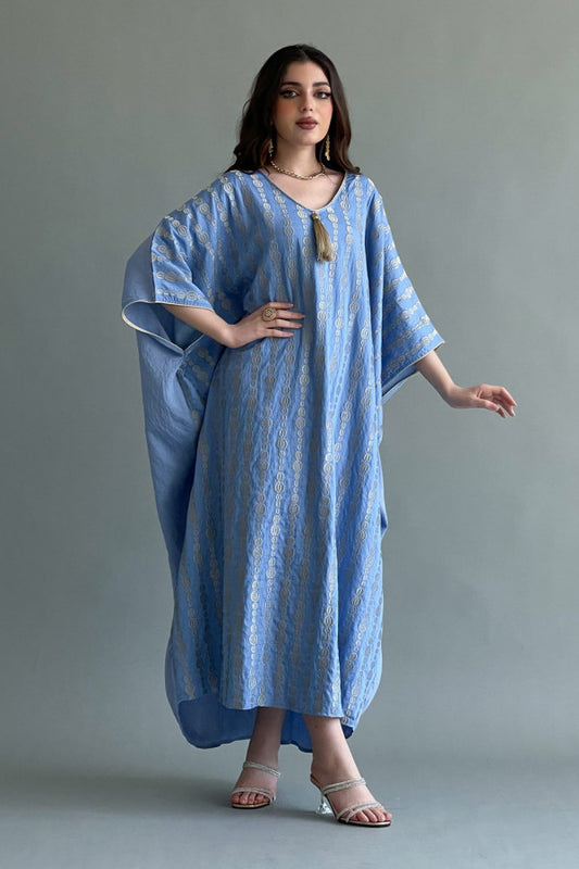 Jalabiya with Batwing cut, embroidered with heavenly golden threads