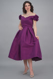 Taffeta midi dress, mauve color