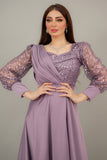 Evening dress with sequin bodice in mauve color