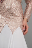 Two-tone sugar sequin evening dress, gold