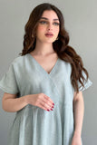 Linen robe embroidered with Tiffany color