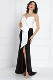 Evening dress with split design, white