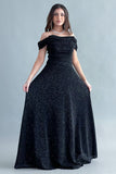 Evening dress with off-shoulder design, black