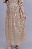 Jalabiya dress design embroidered with golden beige sequins