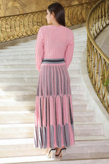 Pink round neck maxi dress