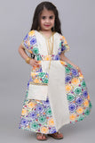 Girls' Shantoun robe, embroidered with colorful geometric patterns, white 