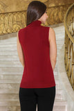 Winter blouse with high collar, maroon color 