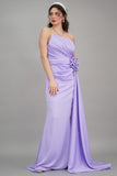 Evening dress with split design, lavender color