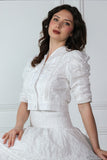 White blouse and skirt set with split design