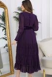 Solid color dress with ruffled layers, purple 