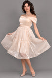 Chiffon short dress with crystal beads, sugar color