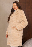 Double face winter jacket with zipper, beige color 