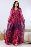 Fuchsia ruffled maxi dress