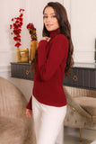 Winter blouse with folded collar and long sleeves, red 