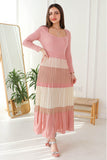 Pink long dress with heart neckline 