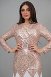 Two-tone sugar sequin evening dress, gold